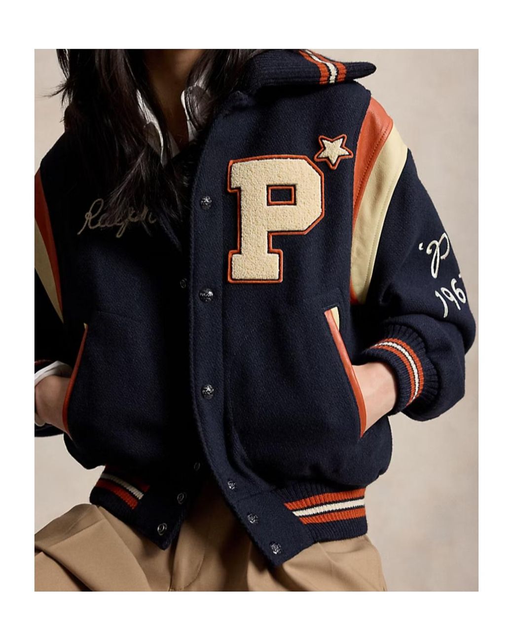 Polo Ralph Lauren Blue Wool-Blend Letter Jacket