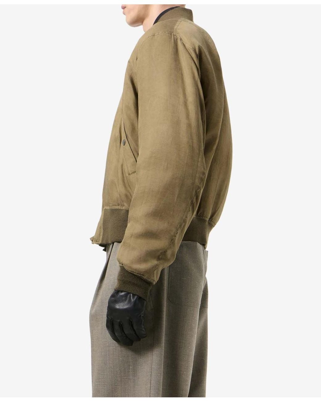 Our Legacy Green Wax-Dipped Cupro Bomber Jacket for men