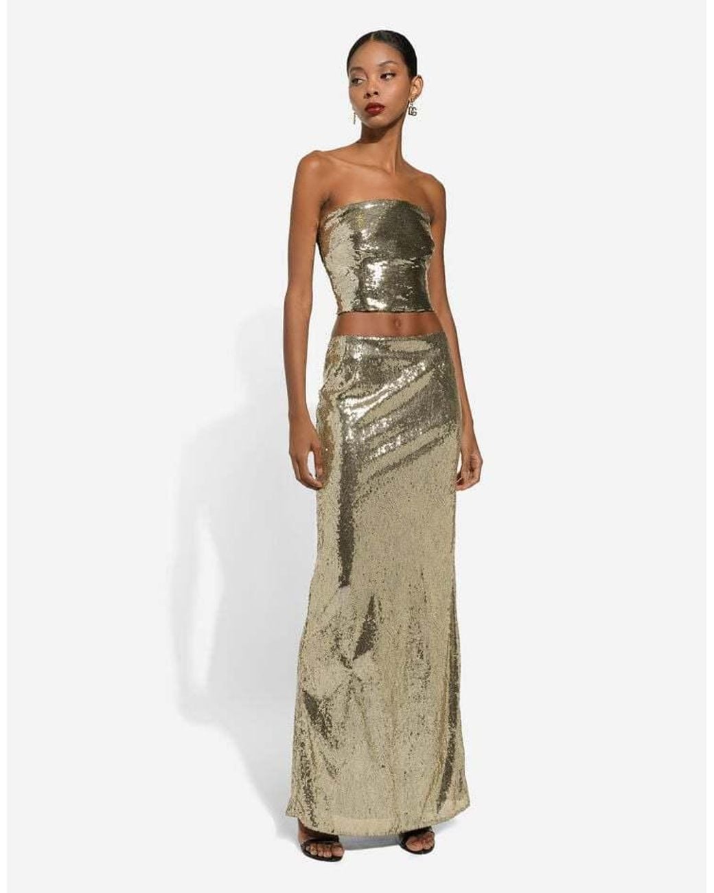 Dolce & Gabbana Natural Sequinned Mermaid Maxi Skirt