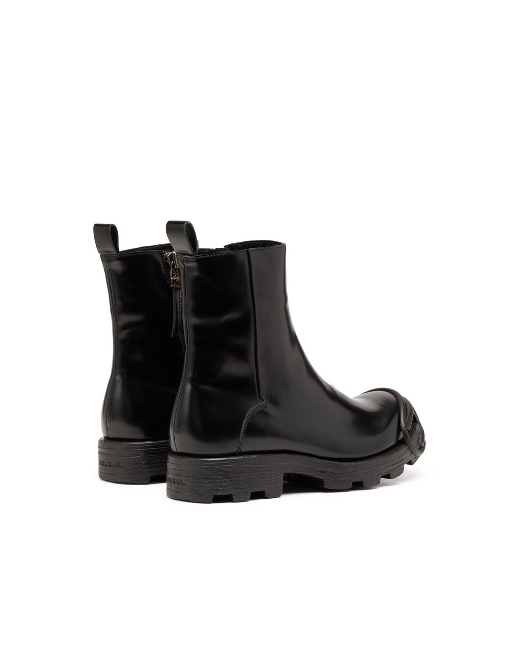 DIESEL Black D-Hammer Round-Toe Ankle Boots for men