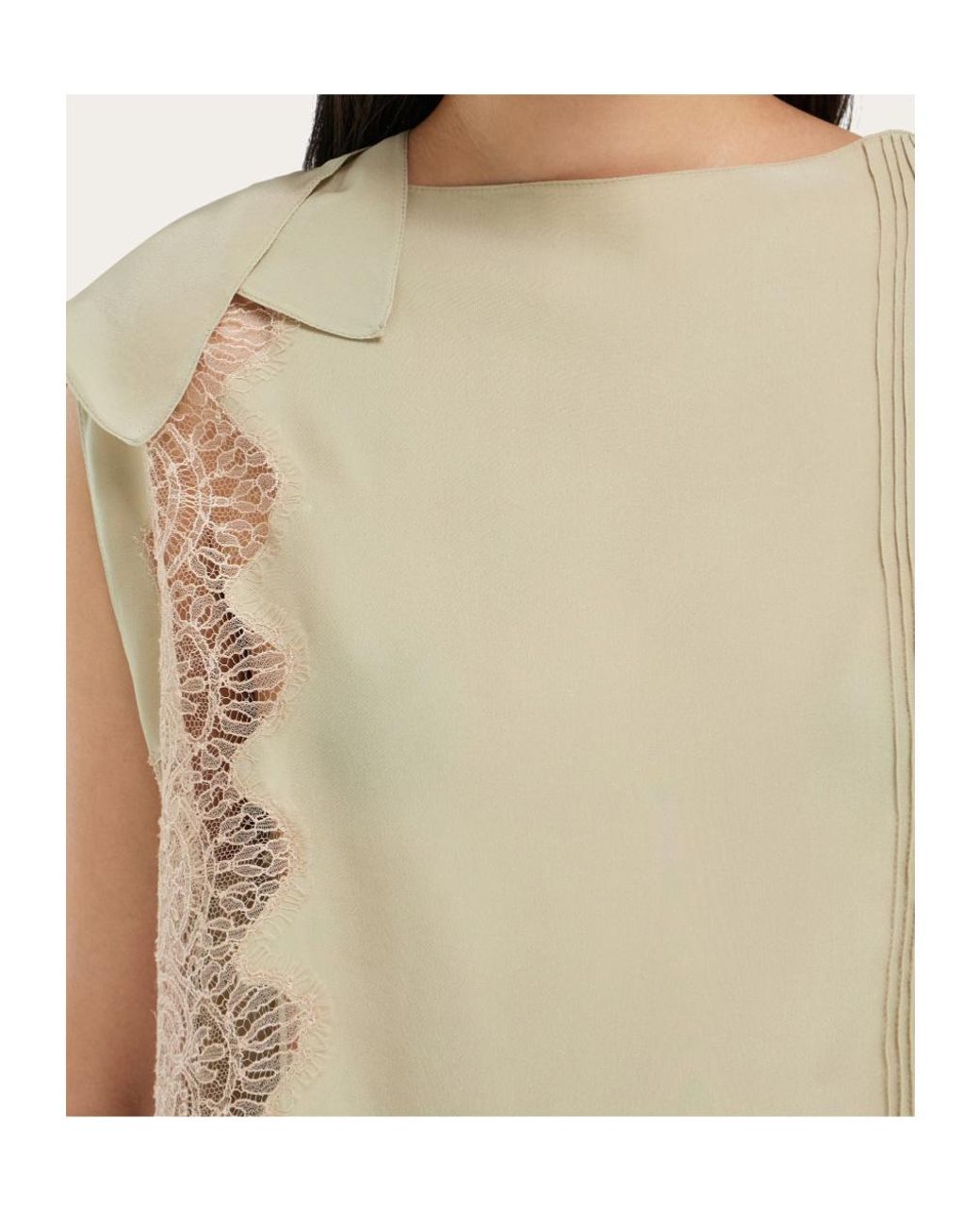 Ferragamo Natural Top With Lace Inserts