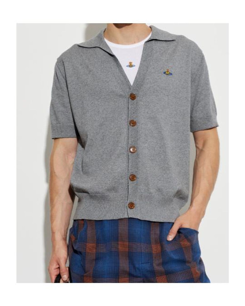 Vivienne Westwood Gray Short-Sleeve Button Cardigan for men