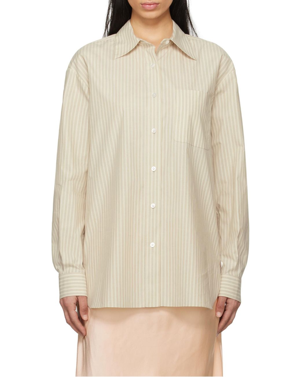The Row Natural Nesson Striped Button-Up Shirt