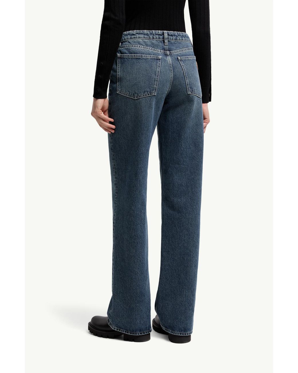 Moncler Blue Straight Leg Bleached Jeans