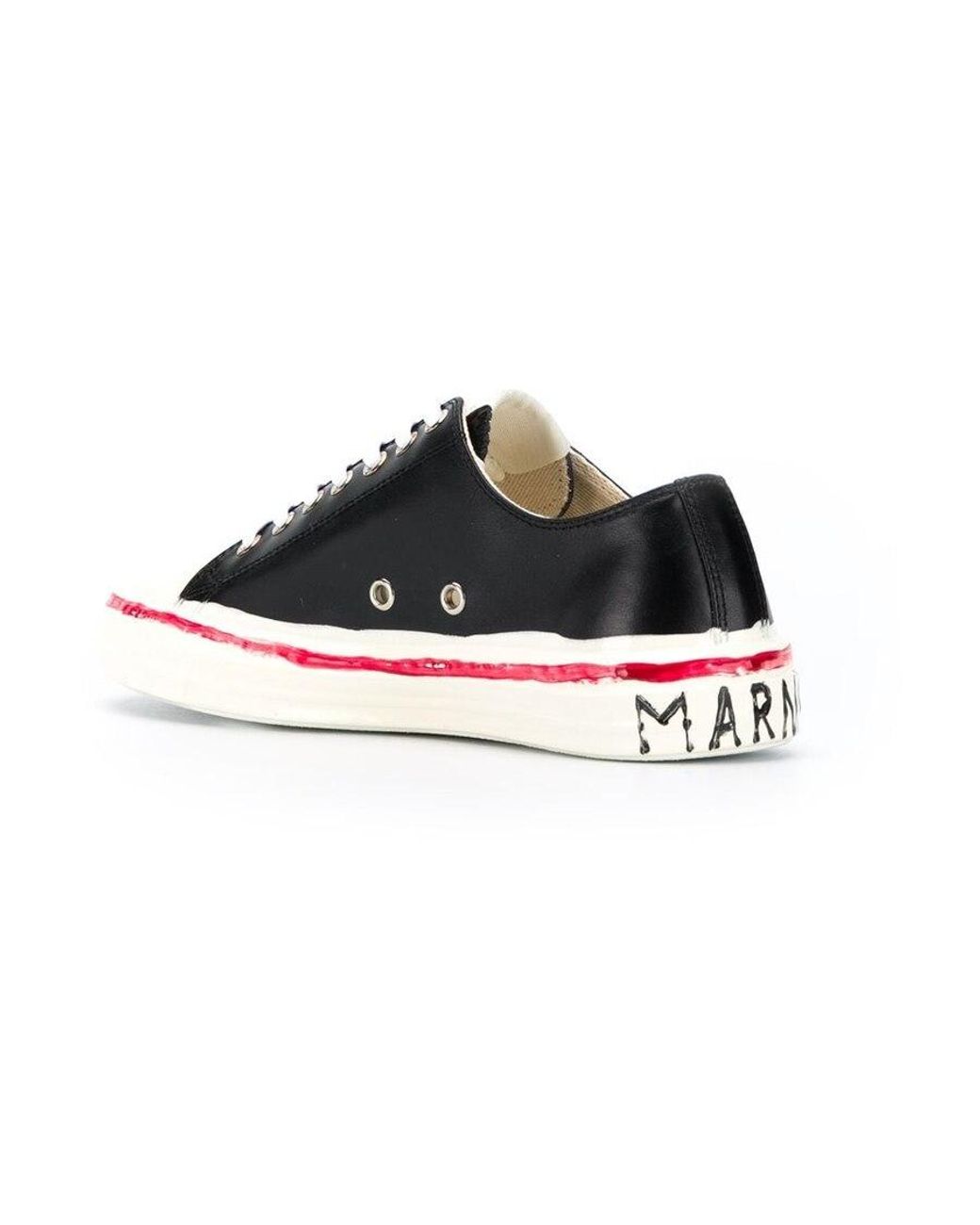 Marni Black Leather Lace-Up Sneakers