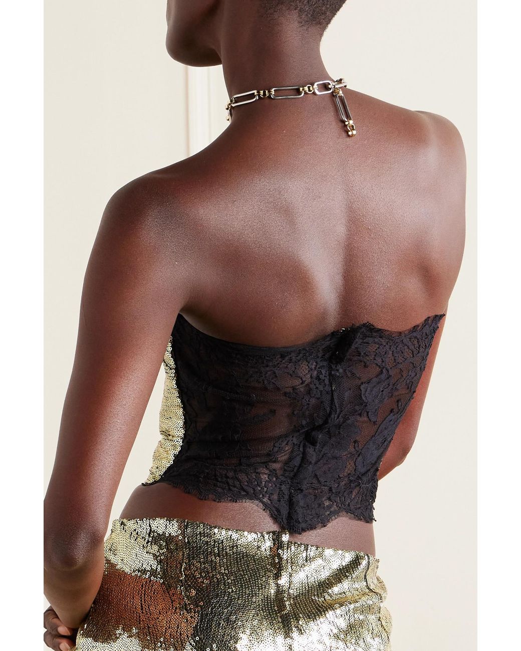 Dolce & Gabbana Metallic Sequin-Embellished Strapless Top
