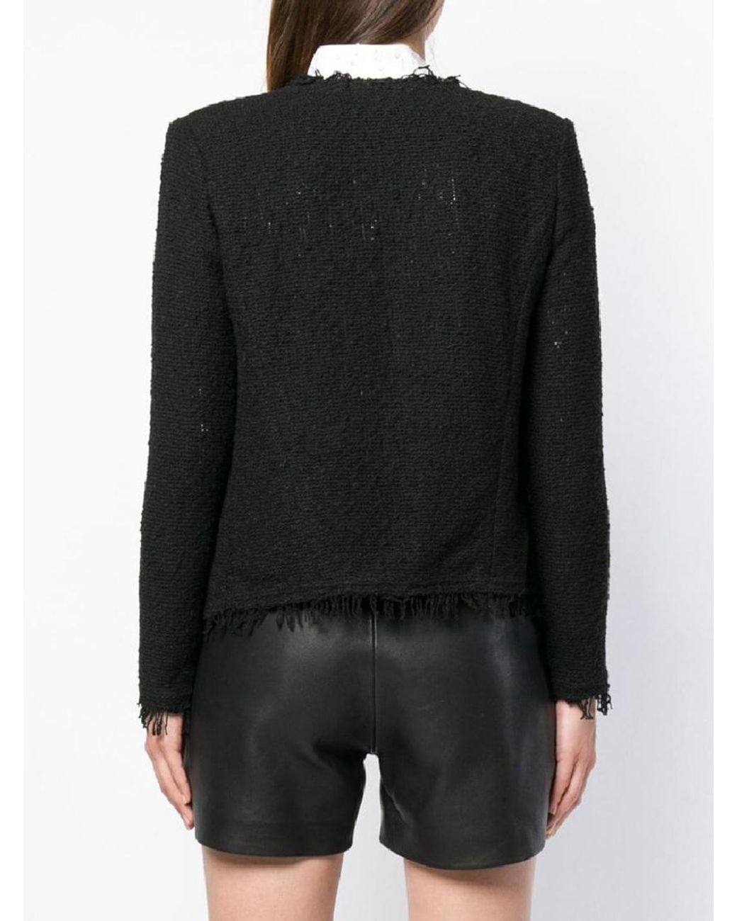 IRO Black Shavani Crewneck Fringed Jacket