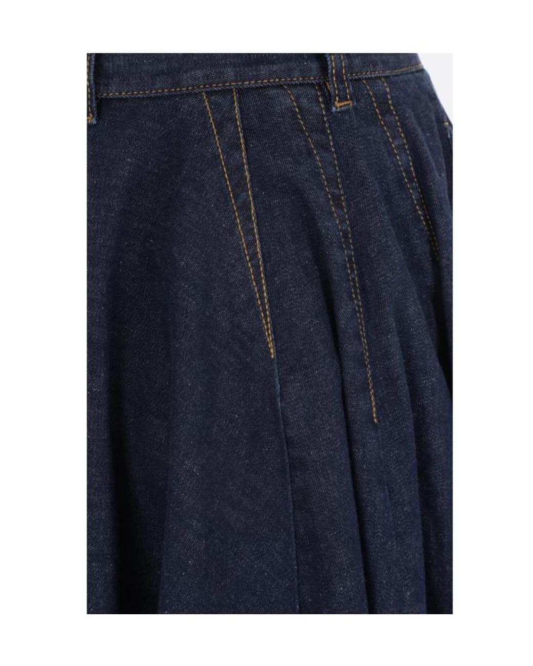 Alaïa Blue Alaïa Pleat Detailed Denim Midi Skirt