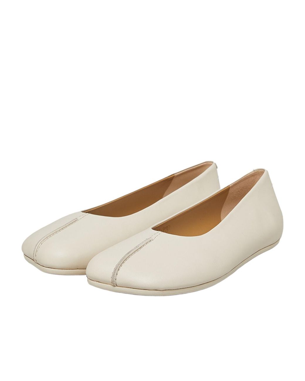 MM6 by Maison Margiela White Stitch-Out Asymmetric Toe Ballerina Shoes