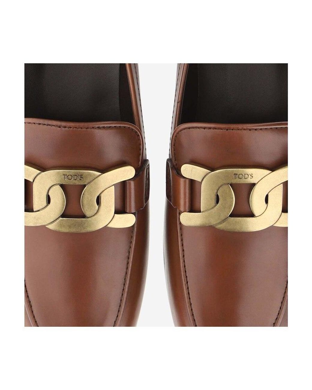 Tod's Brown Kate Logo Plaque Loafers