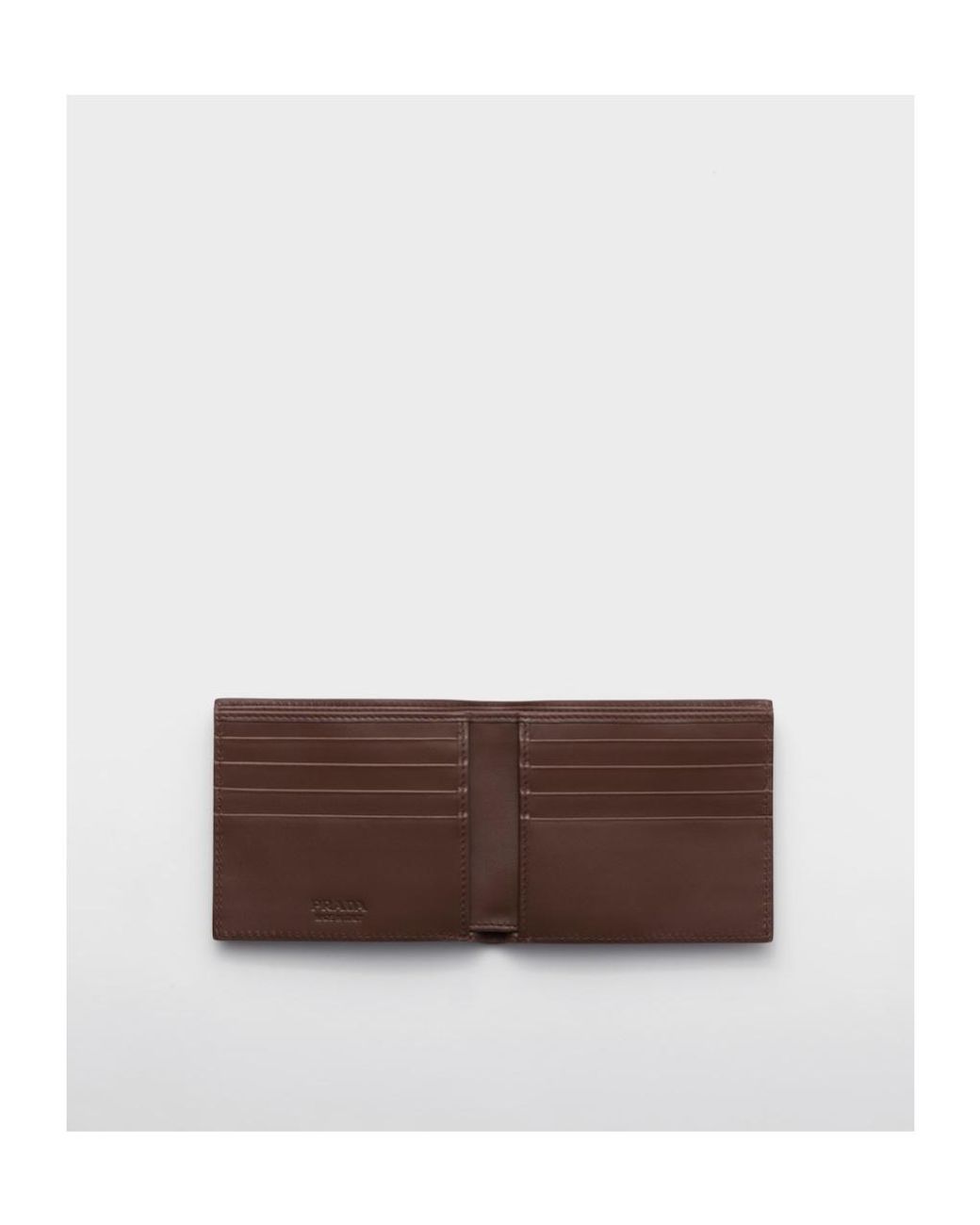 Prada Brown Logo Plaque Bifold Wallet for men