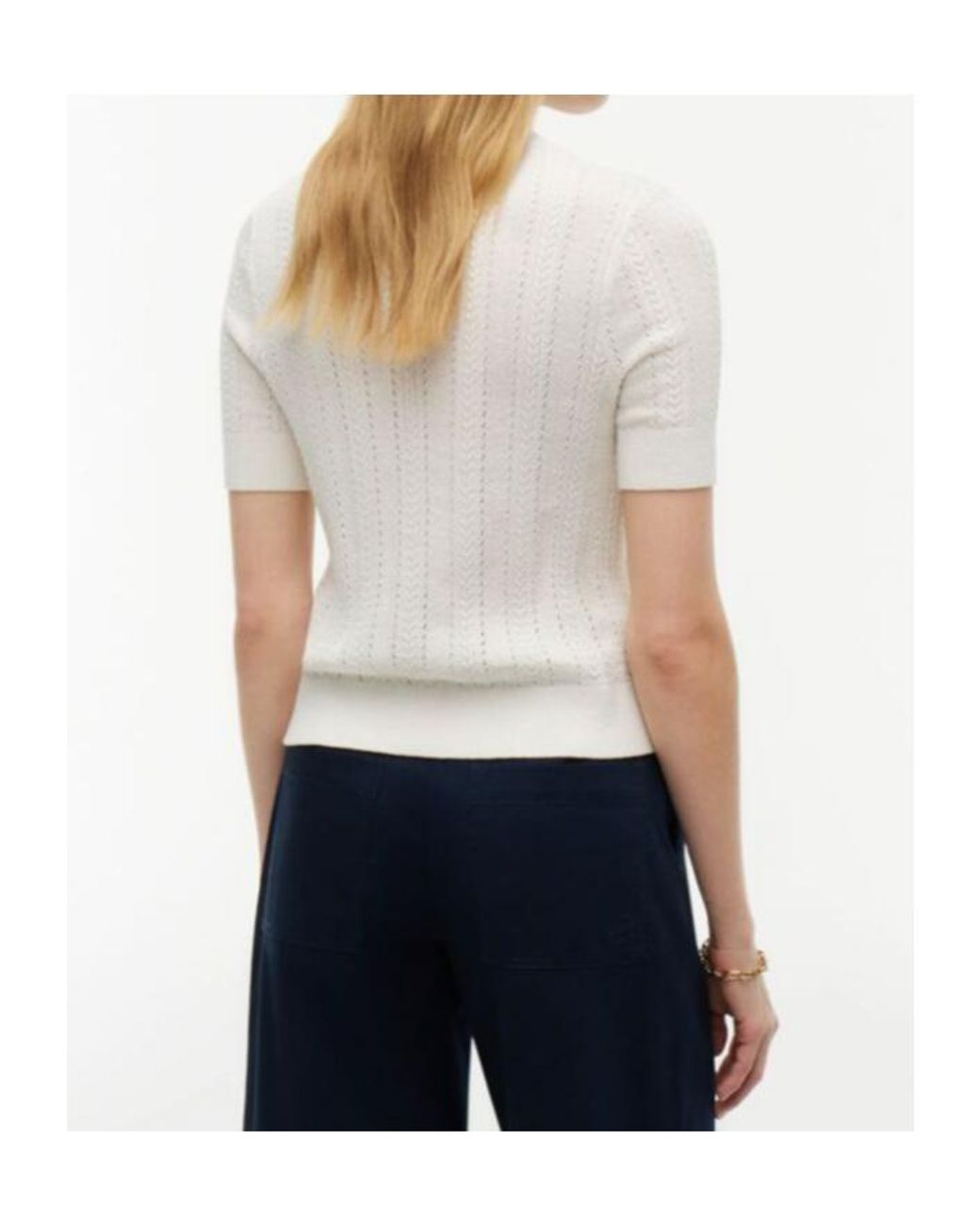 Tommy Hilfiger White Cable-Knit Short-Sleeve Cardigan