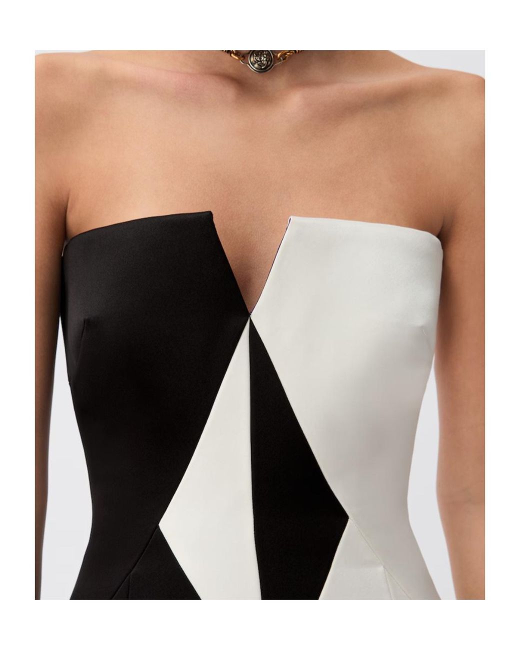 Versace Black Strapless Geometric Mini Dress