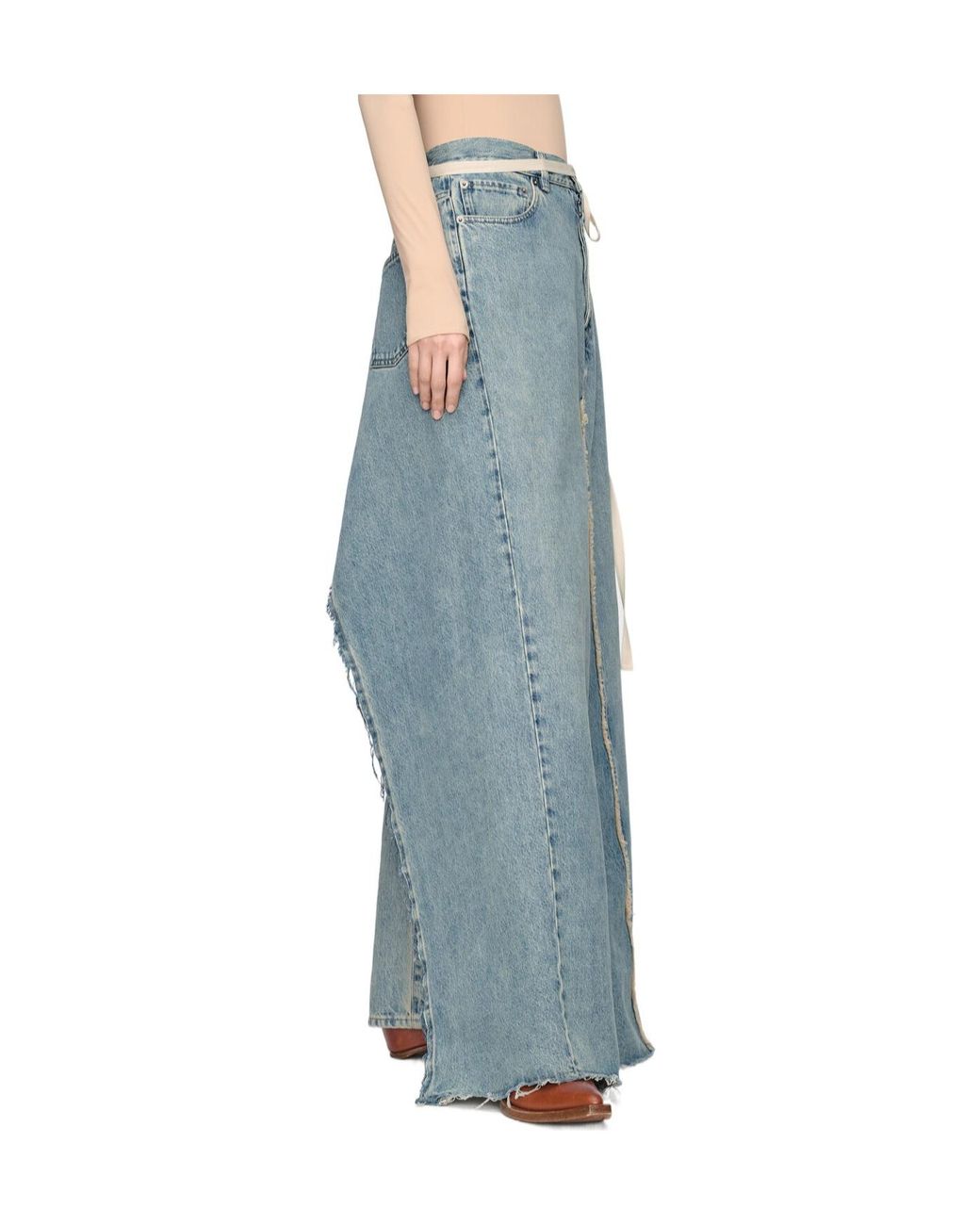 Maison Margiela Blue Raw Hem Denim Maxi Skirt