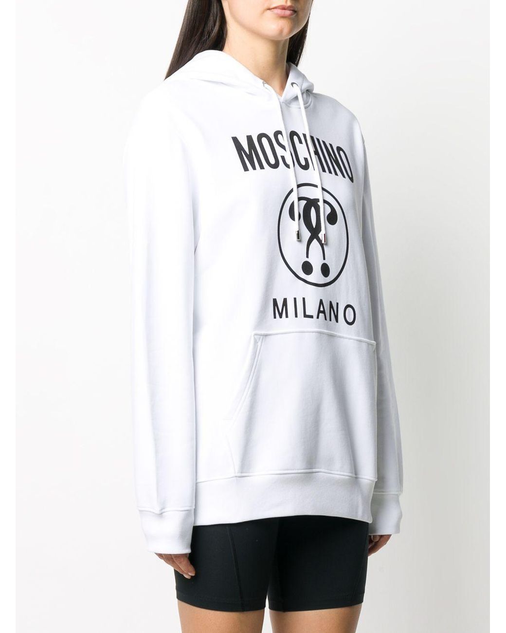Moschino White Logo Printed Hooded Sweater