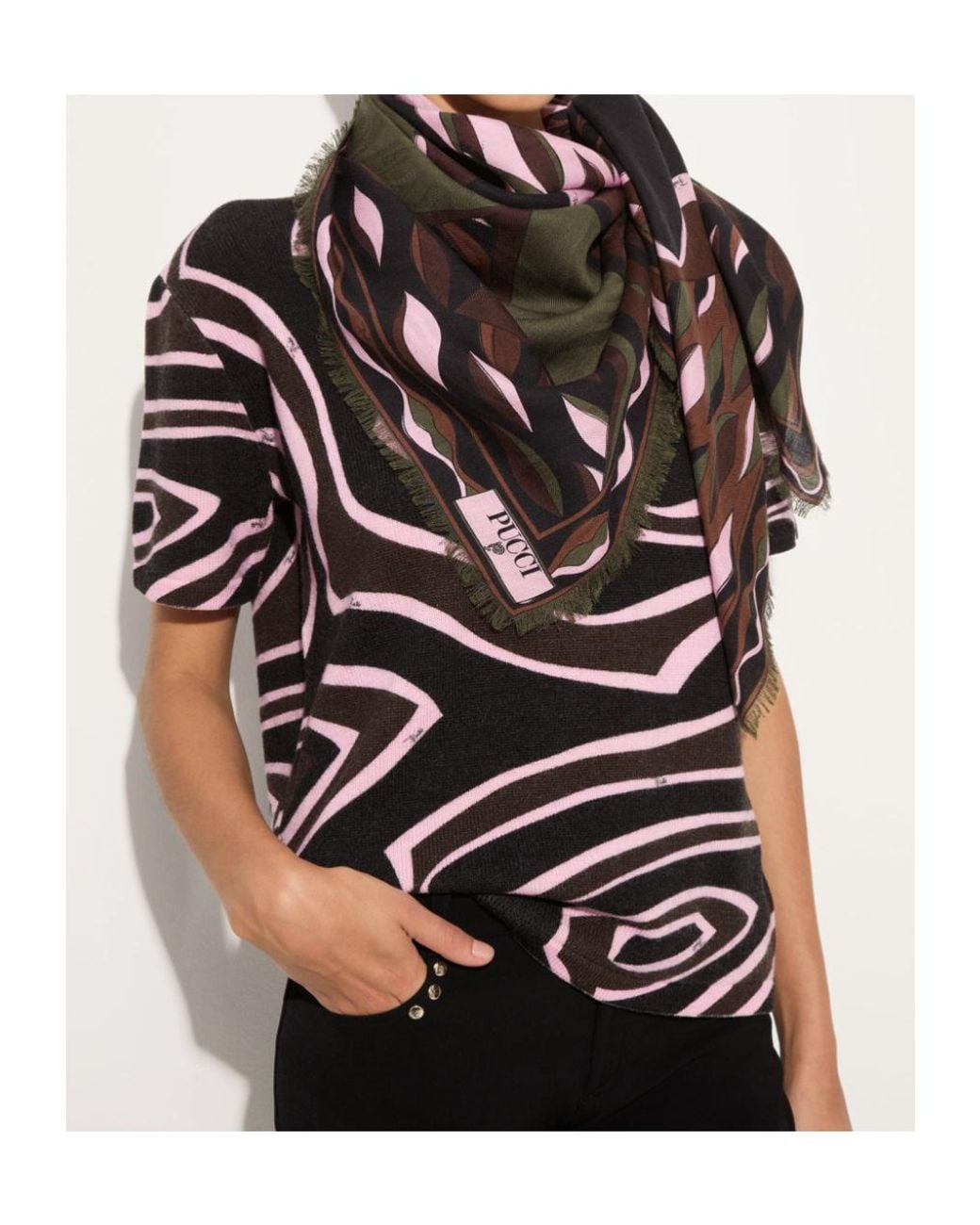 Emilio Pucci Brown Pucci Dune Print Pashmina