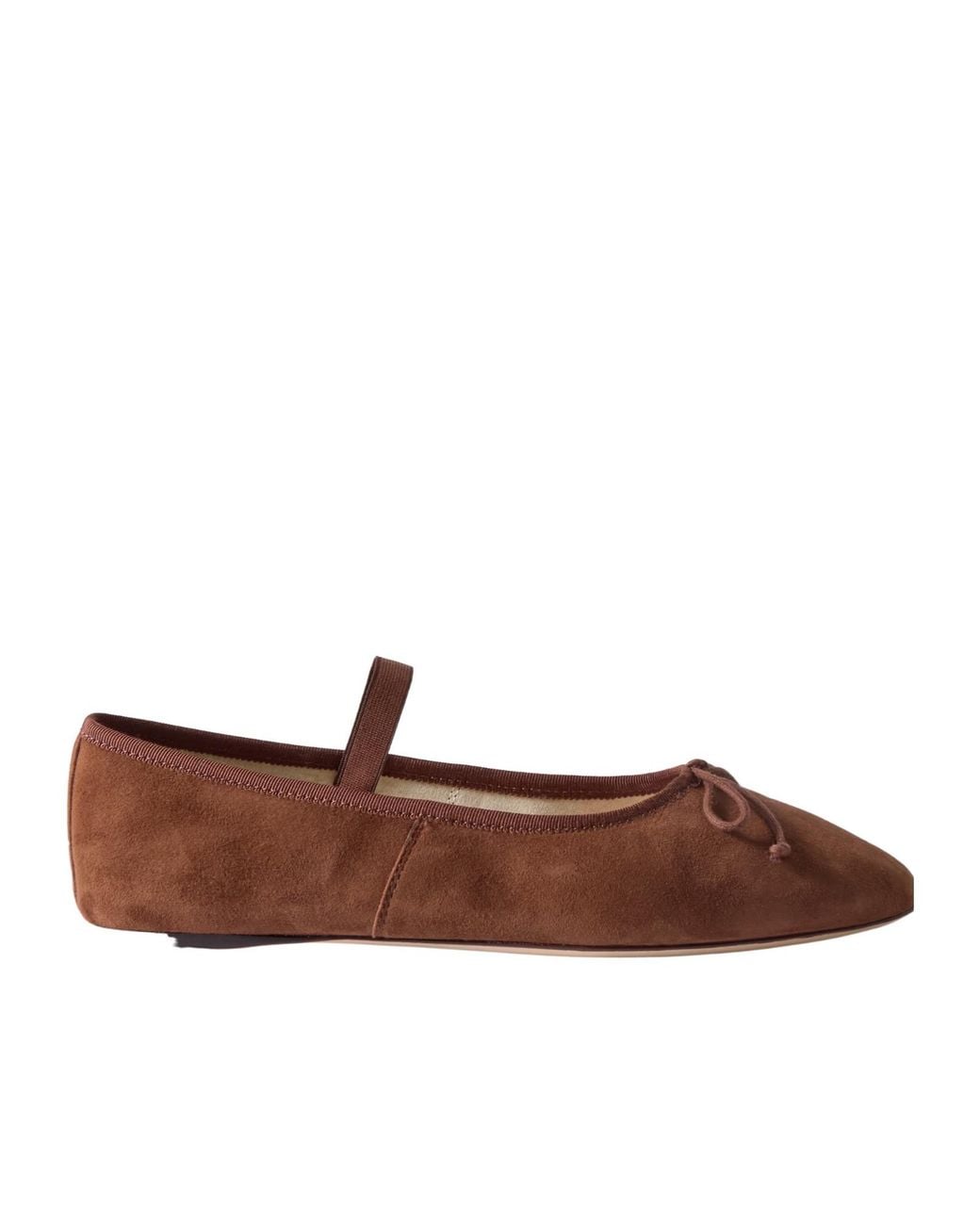 Loeffler Randall Brown Bow Embellished Suede Ballet Flats