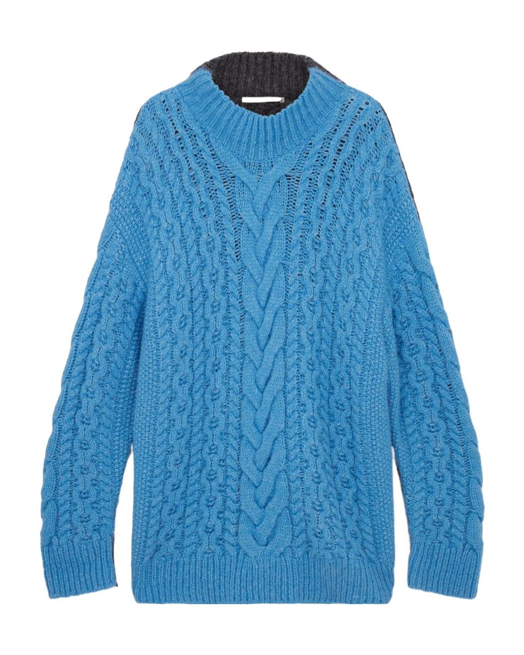 Stella McCartney Blue Two-Tone Cable Knitted Oversized Jumper