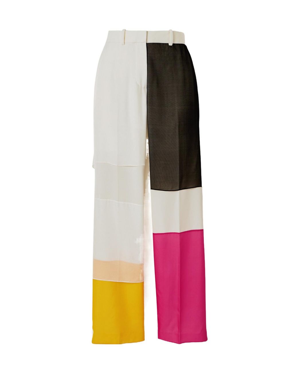 Helmut Lang Multicolor Trimmed Stretch-Satin Straight-Leg Pants