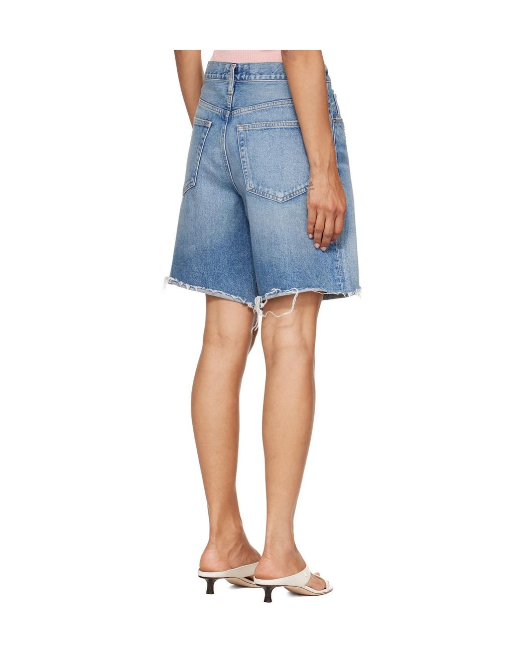 Agolde Blue Belt-Loop Denim Shorts