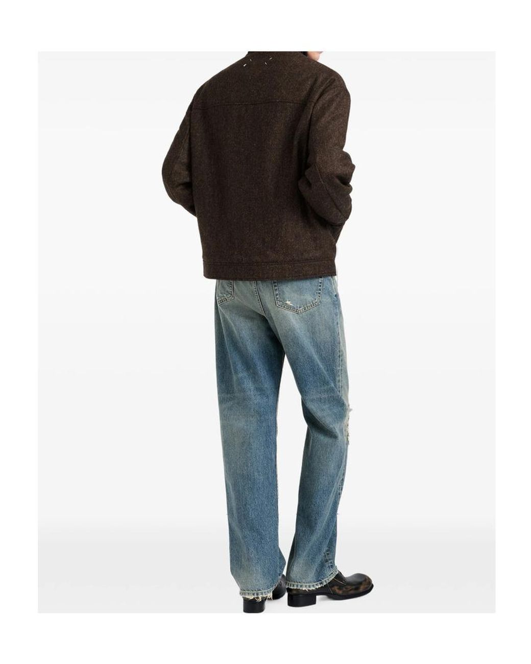 Maison Margiela Black Herringbone Wool Zip Jacket for men