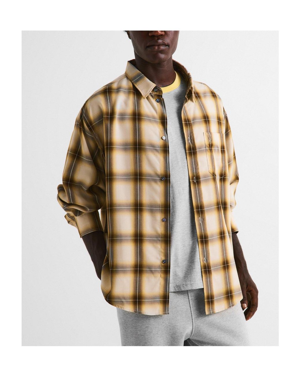 AMI Natural Long Sleeve Patterned Shirt for men
