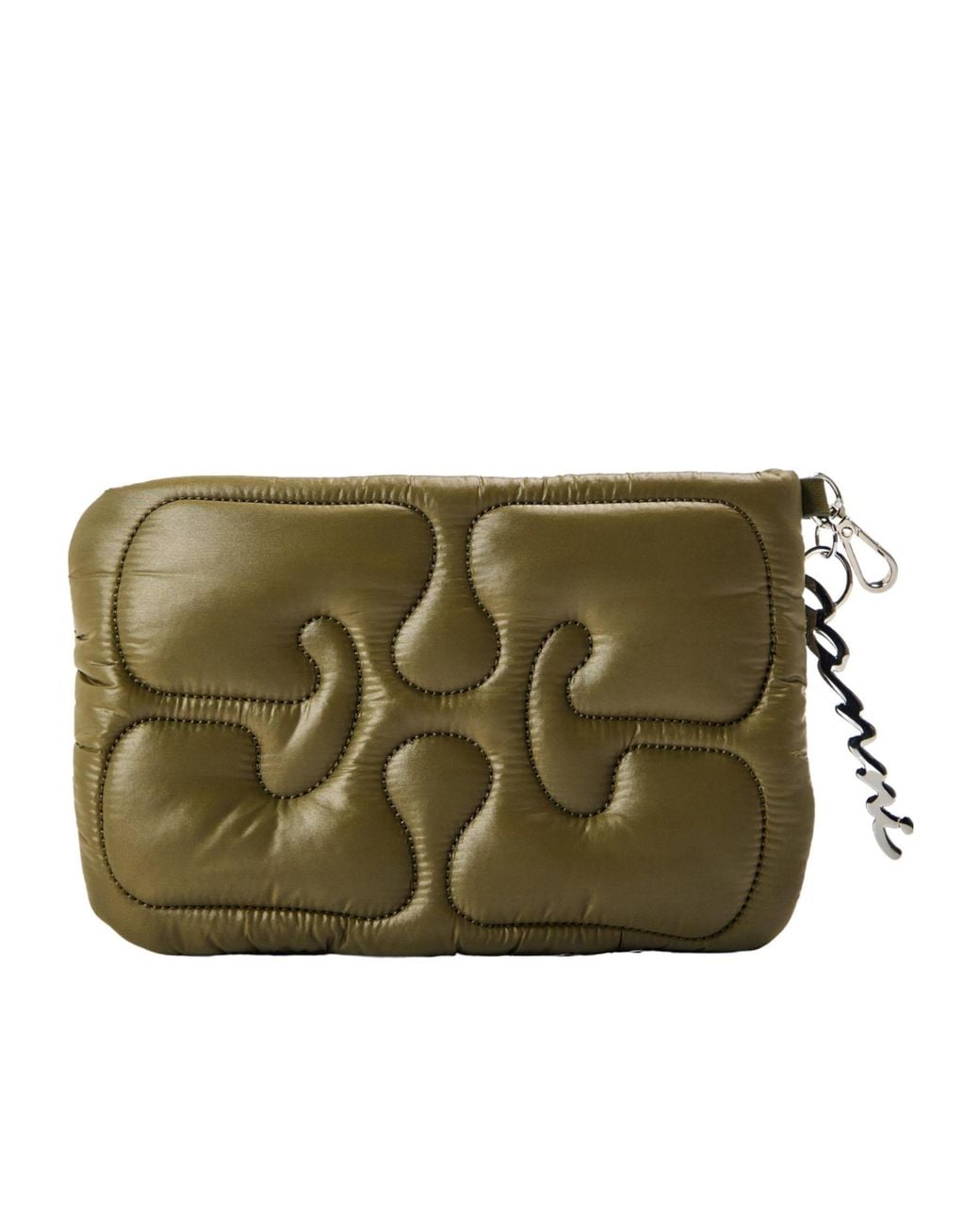 Ganni Green Quilted Pouch