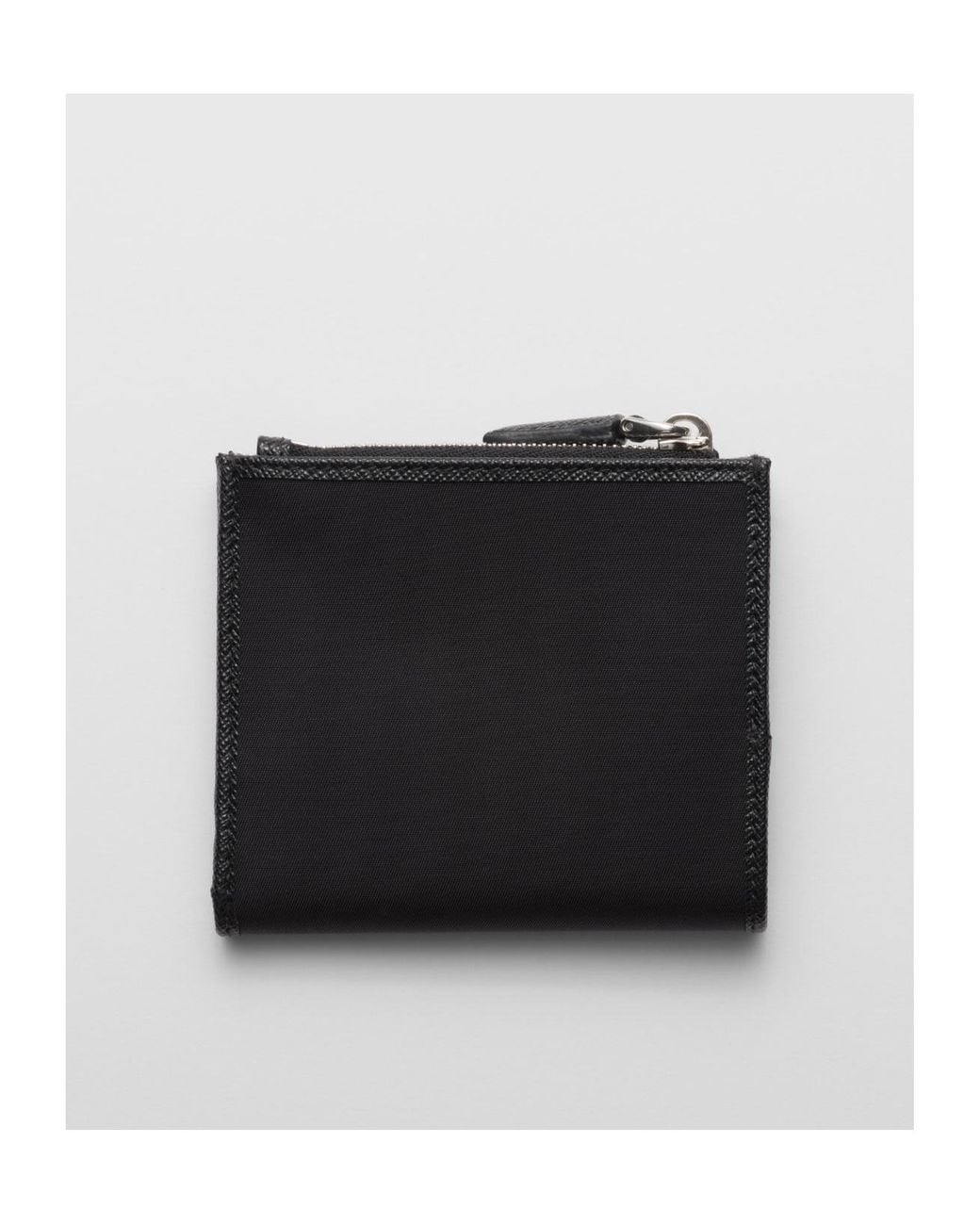 Prada Black Enamel-Triangle Logo Zipped Wallet for men