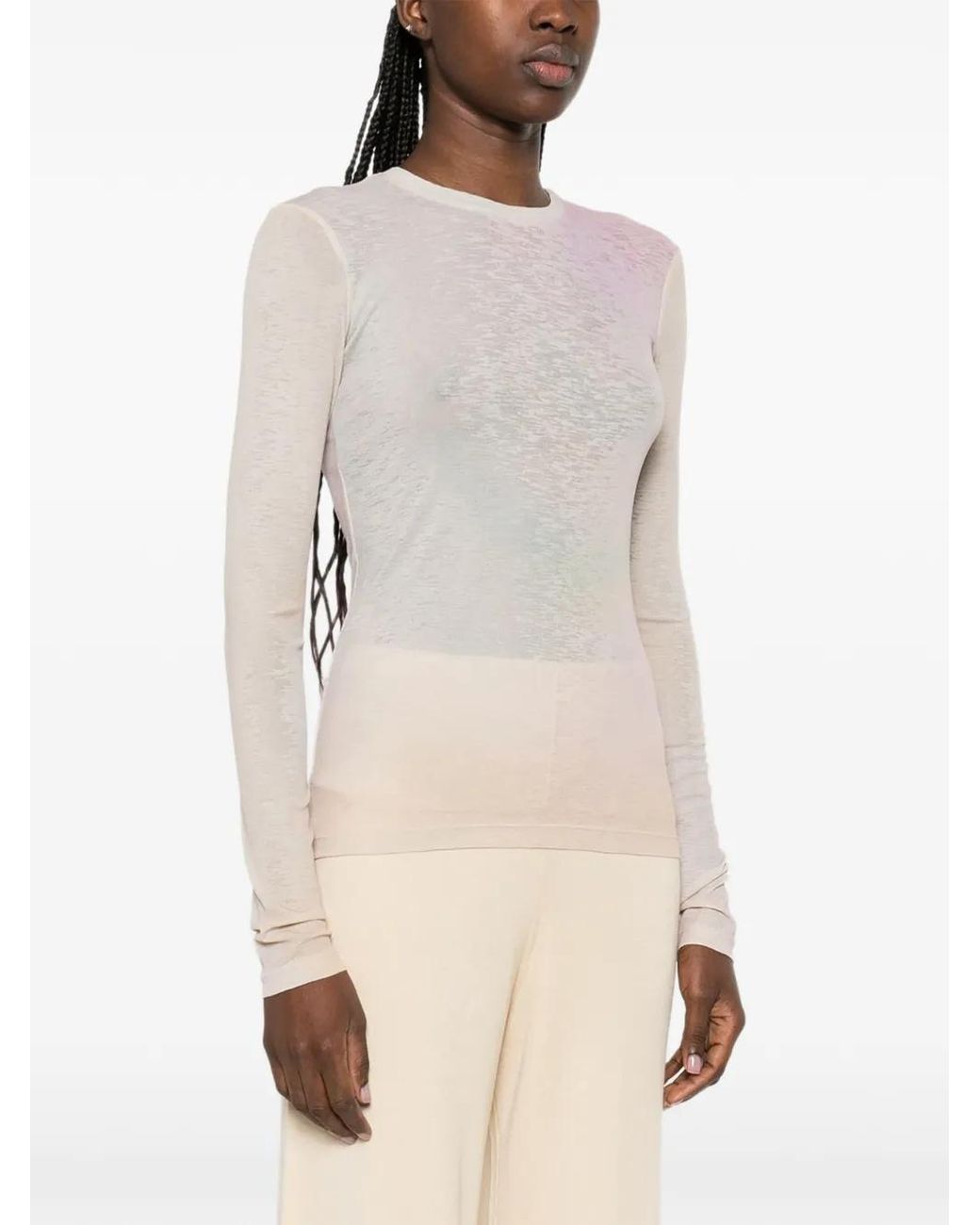 Nanushka White Long Sleeve Crewneck Top