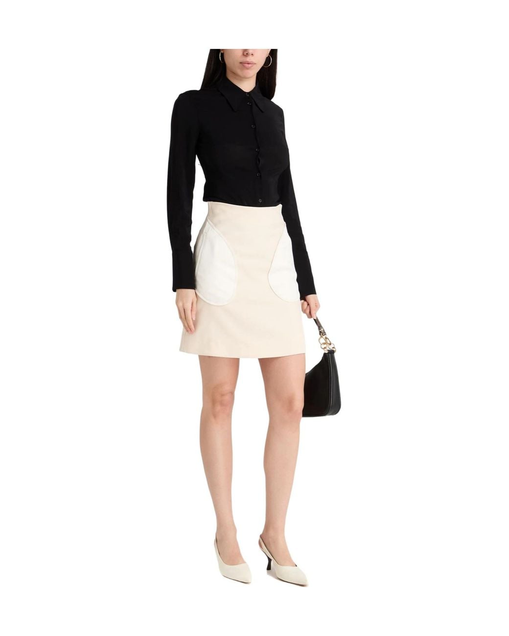 Burberry Natural Color-Blocked Flared Skirt