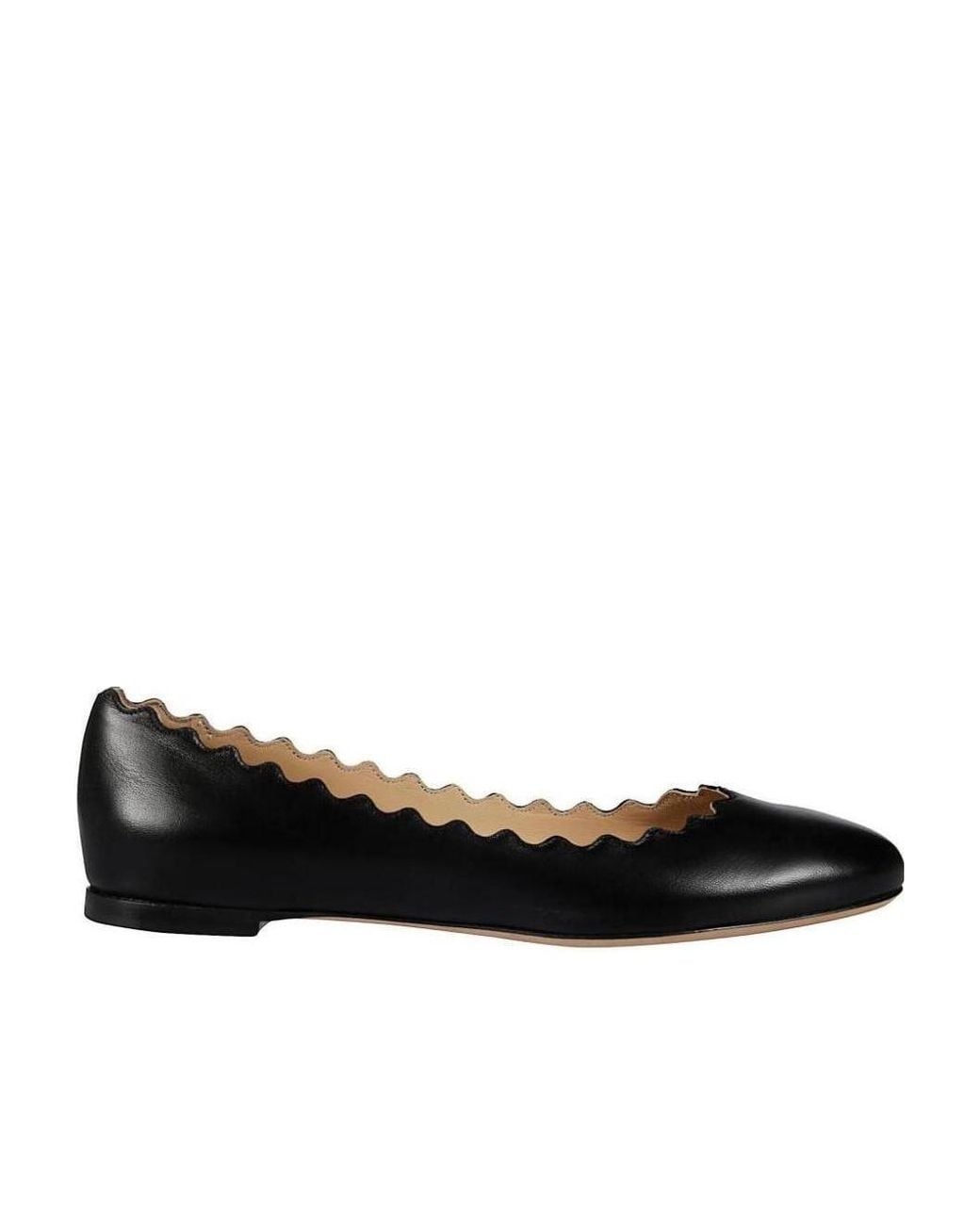 Chloé Black Chloé Scallop-Edge Ballerina Flats