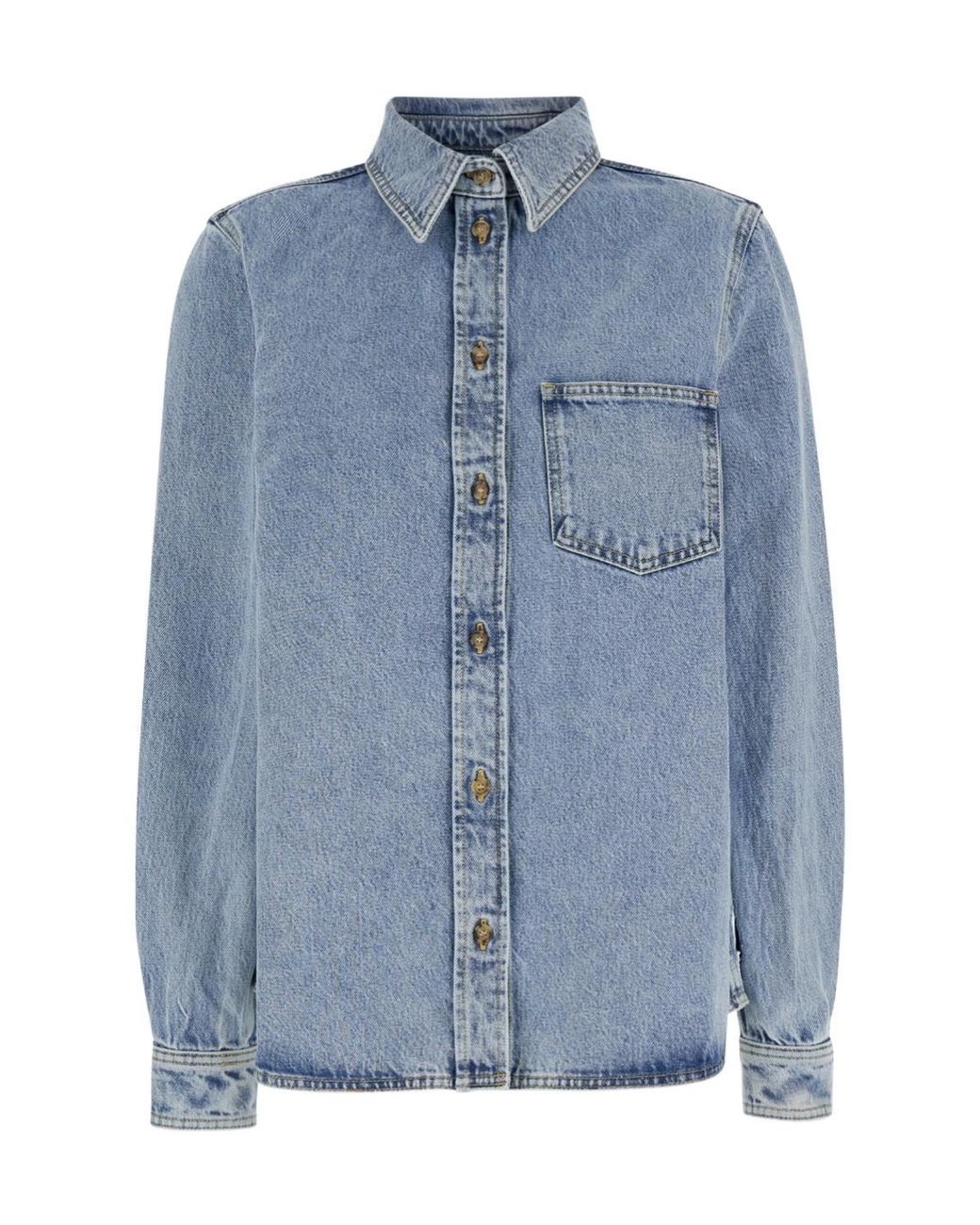 Totême Blue Totême Buttoned Long Sleeved Denim Shirt