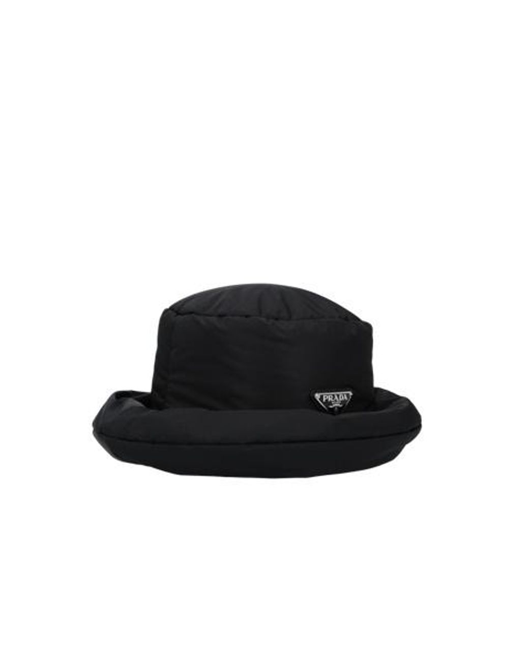 Prada Black Logo Plaque Bucket Hat for men