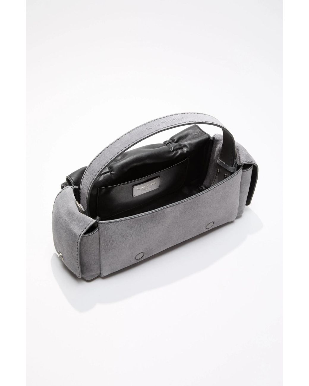 Acne Gray Multipocket Suede Shoulder Bag