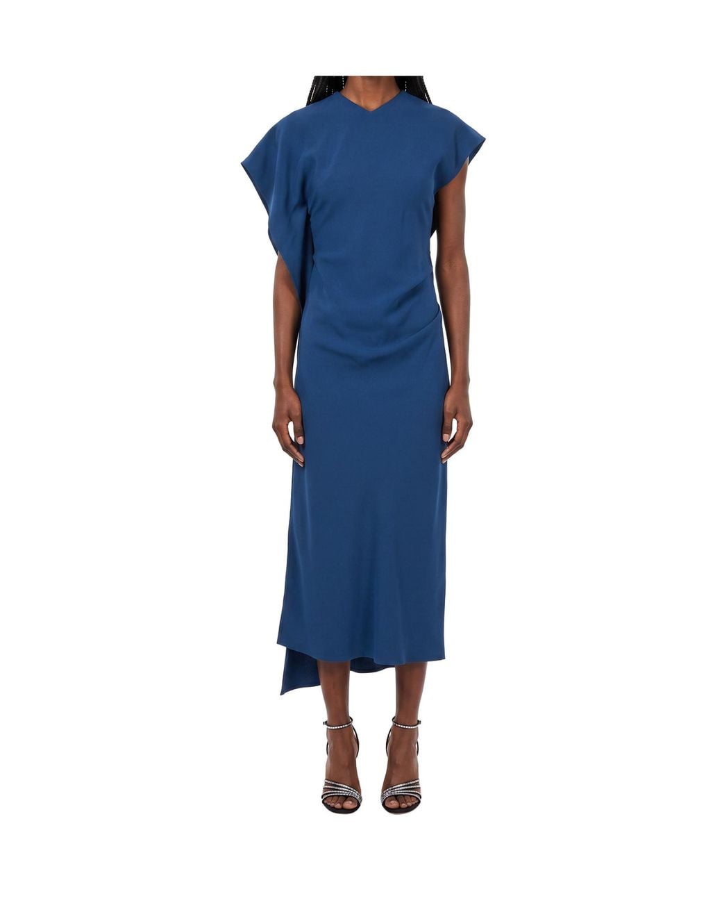 Victoria Beckham Blue Draped Midi Dress