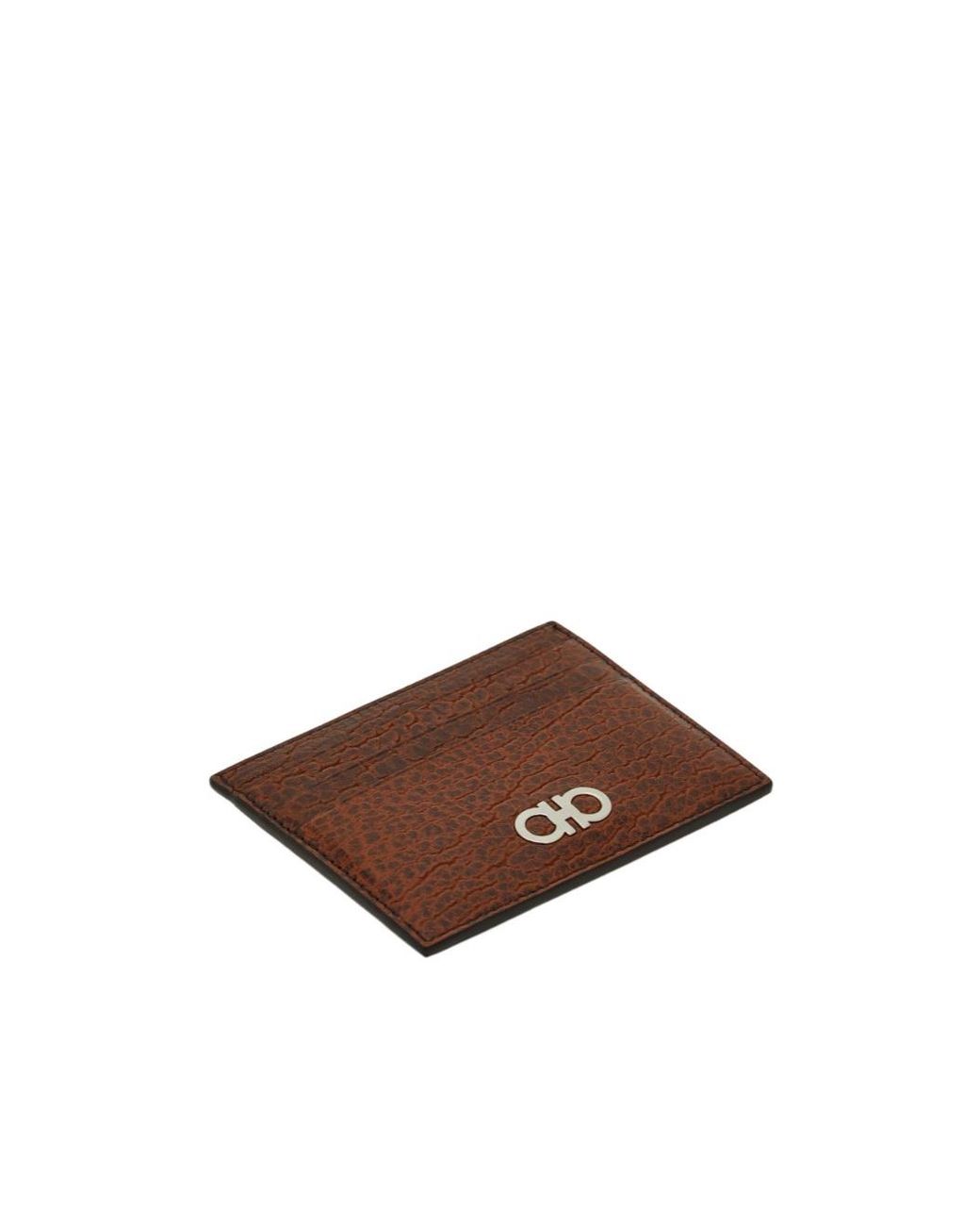 Ferragamo Brown Gancini Credit Card Holder for men