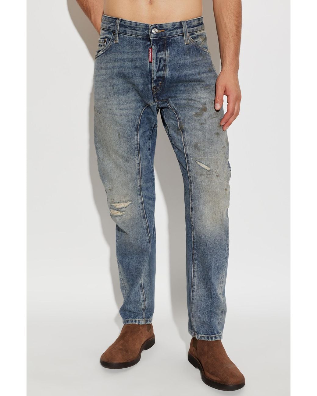 DSquared² Blue Distressed Biker Jeans for men