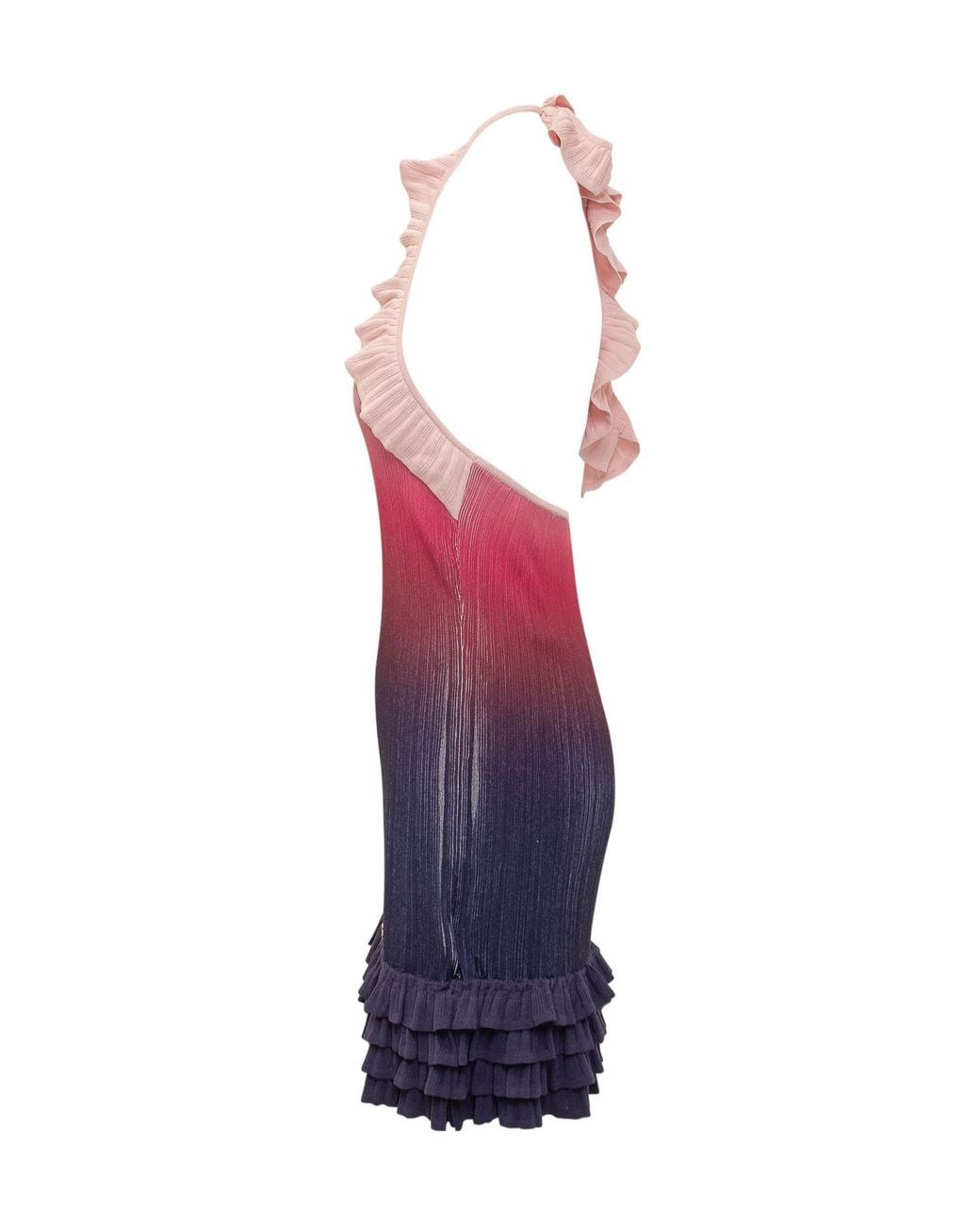 Casablanca Purple Ruffled Gradient Mini Dress