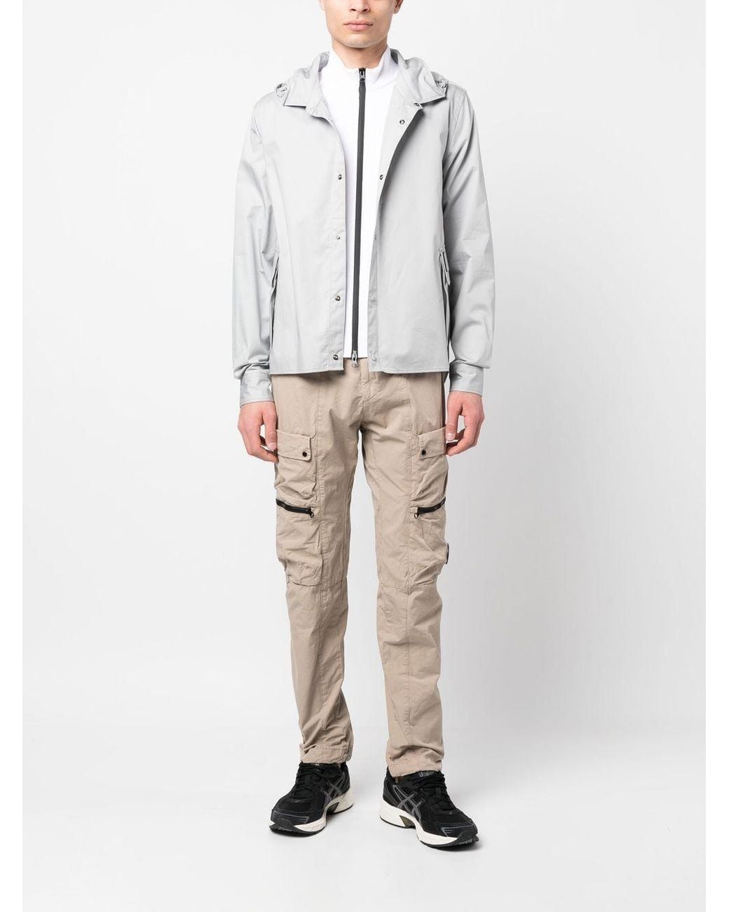 C P Company White Hooded Cotton Shirt Jacket for men
