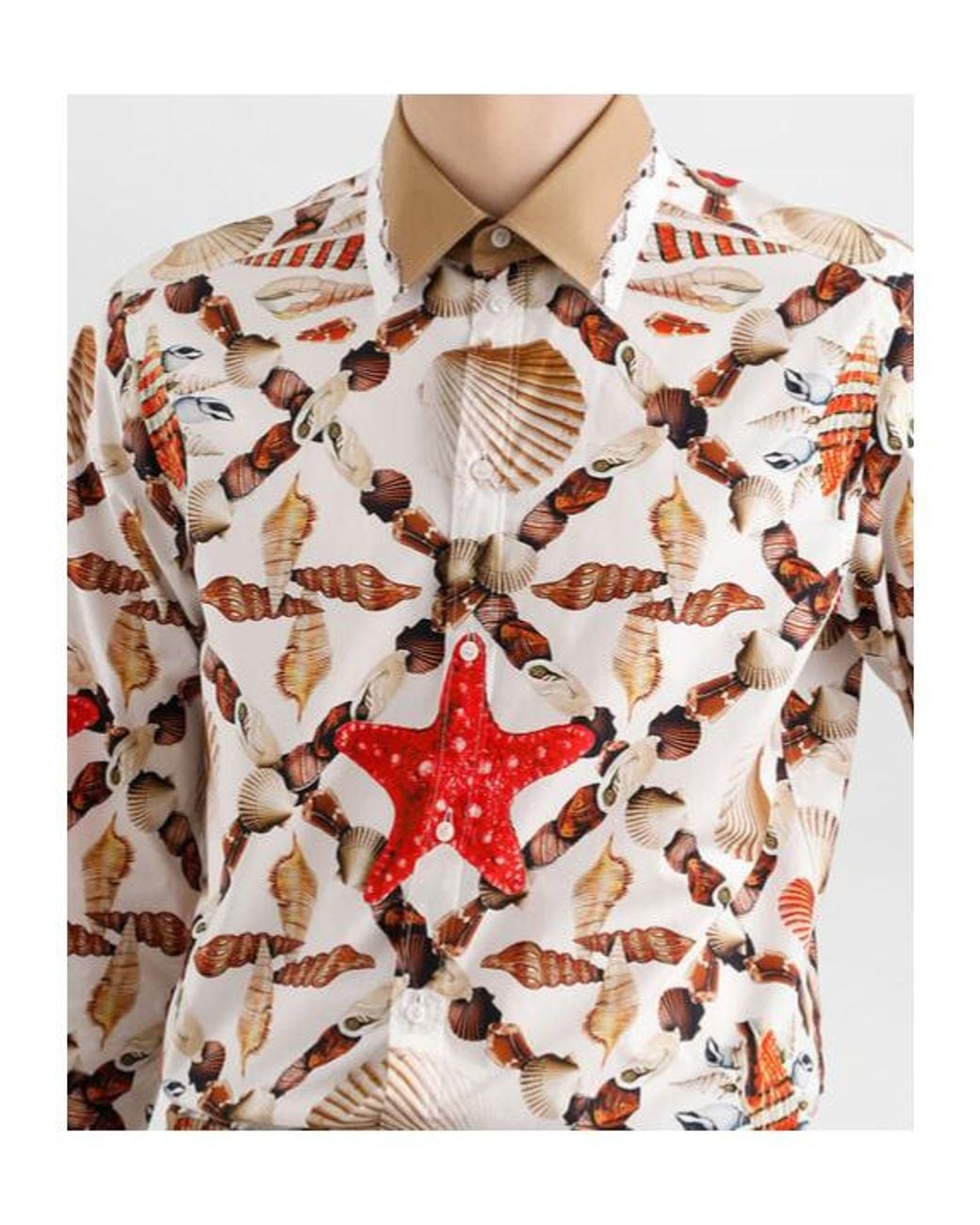 Dolce & Gabbana Red Shell-Print Martini Shirt for men