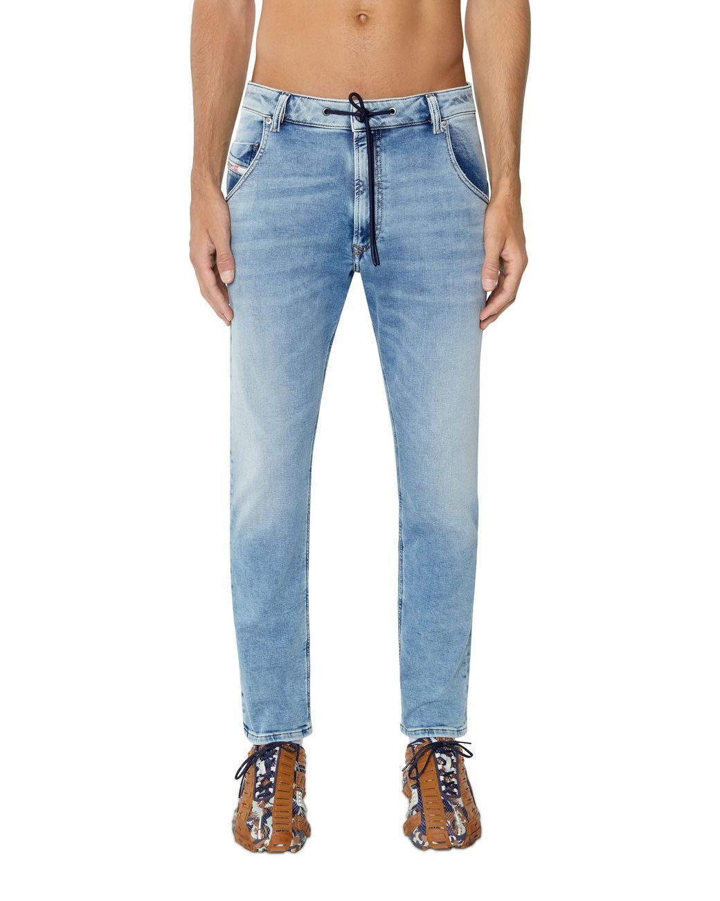 DIESEL Blue Tapered Drawstring Waist Jeans for men