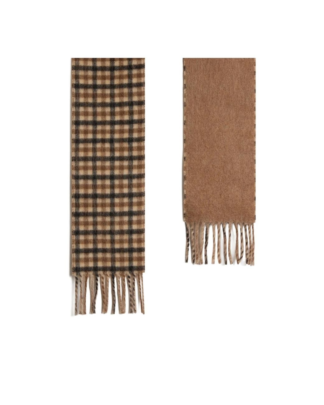 Woolrich Brown Check-Pattern Fringed Scarf