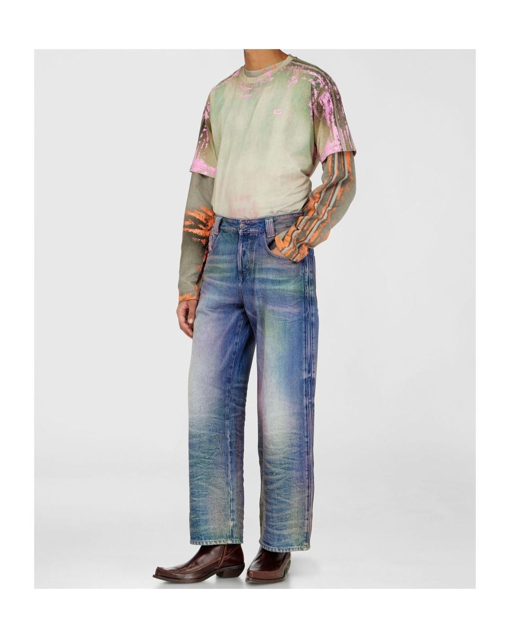 DIESEL Blue 1982 D-Hakou High Waist Relaxed Jeans for men