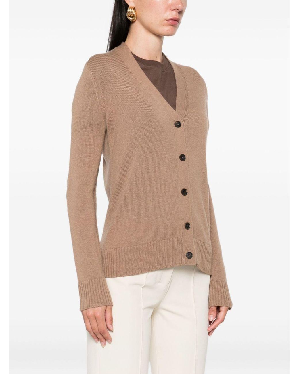 Max Mara Natural Apollo V-Neck Button-Up Cardigan
