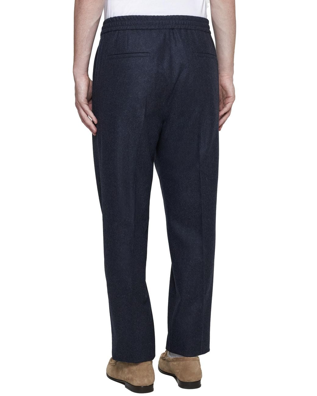 Brunello Cucinelli Blue Drawstring Elastic Waist Pants for men