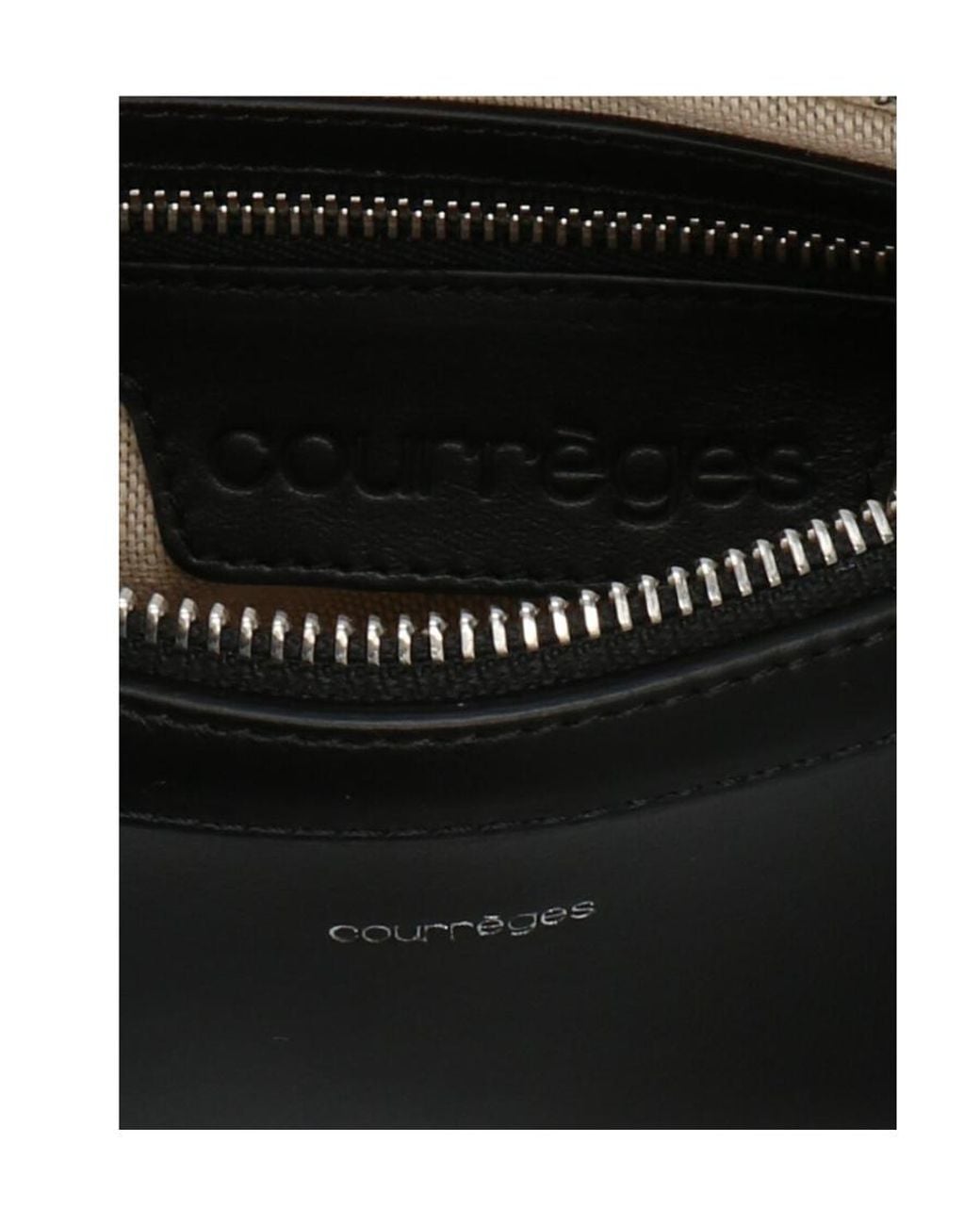 Courreges Black Courrèges Logo Plaque Zip-Up Shoulder Bag