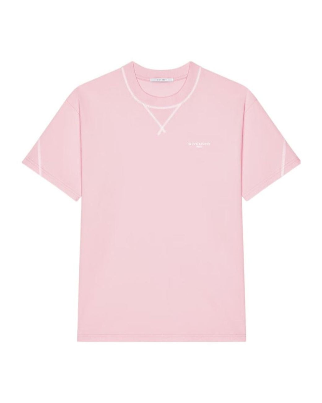 Givenchy Pink Logo Printed Crewneck T-Shirt for men