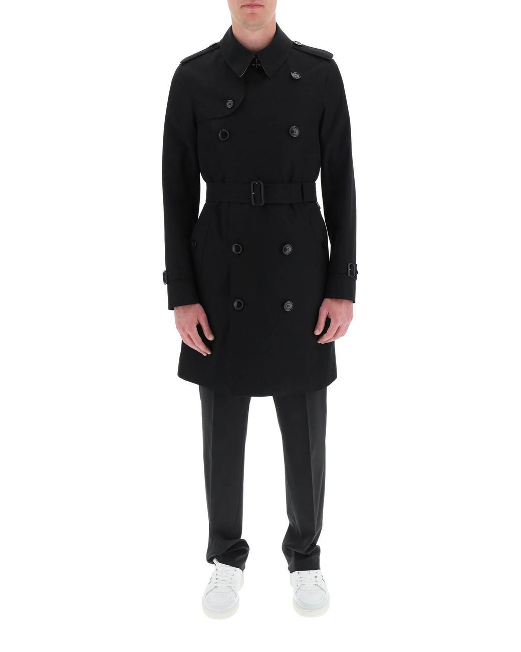 Burberry Black Chelsea Heritage Mid-Length Trench Coat for men