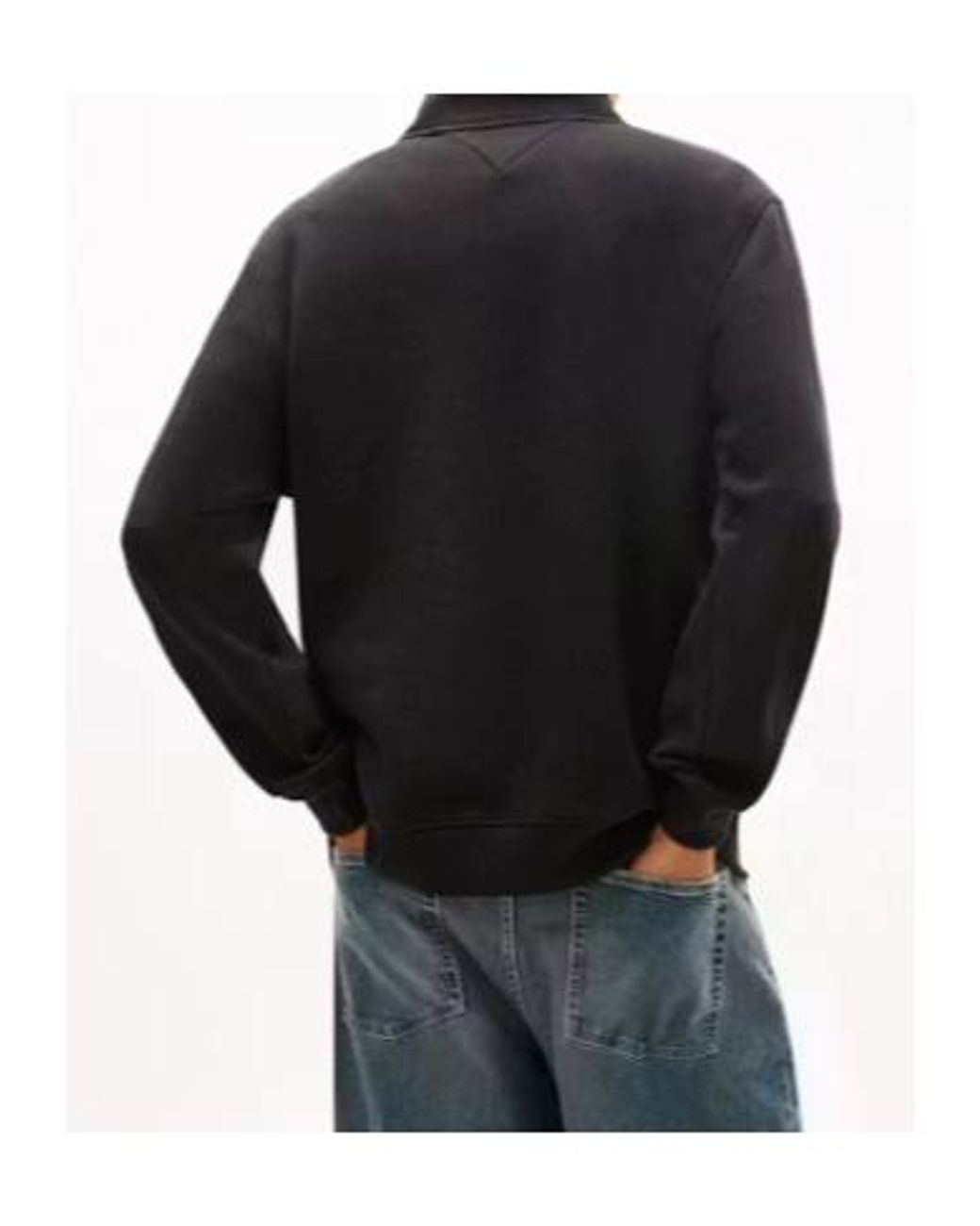 Tommy Hilfiger Black Quarter-Zip Logo-Embroidered Sweater for men