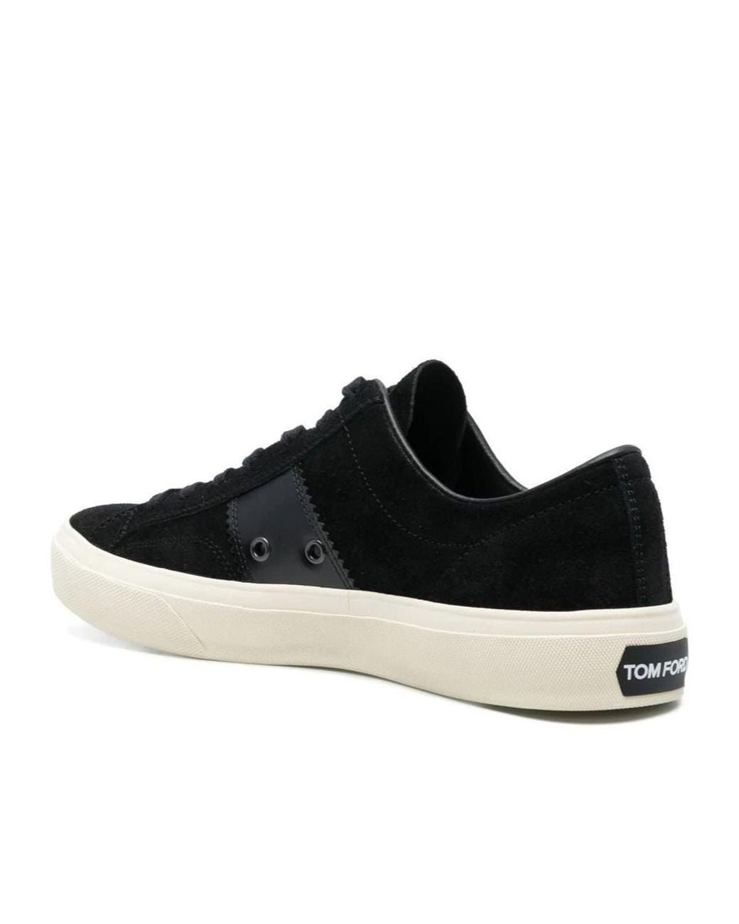 Tom Ford Black Logo Patch Lace-Up Sneakers for men